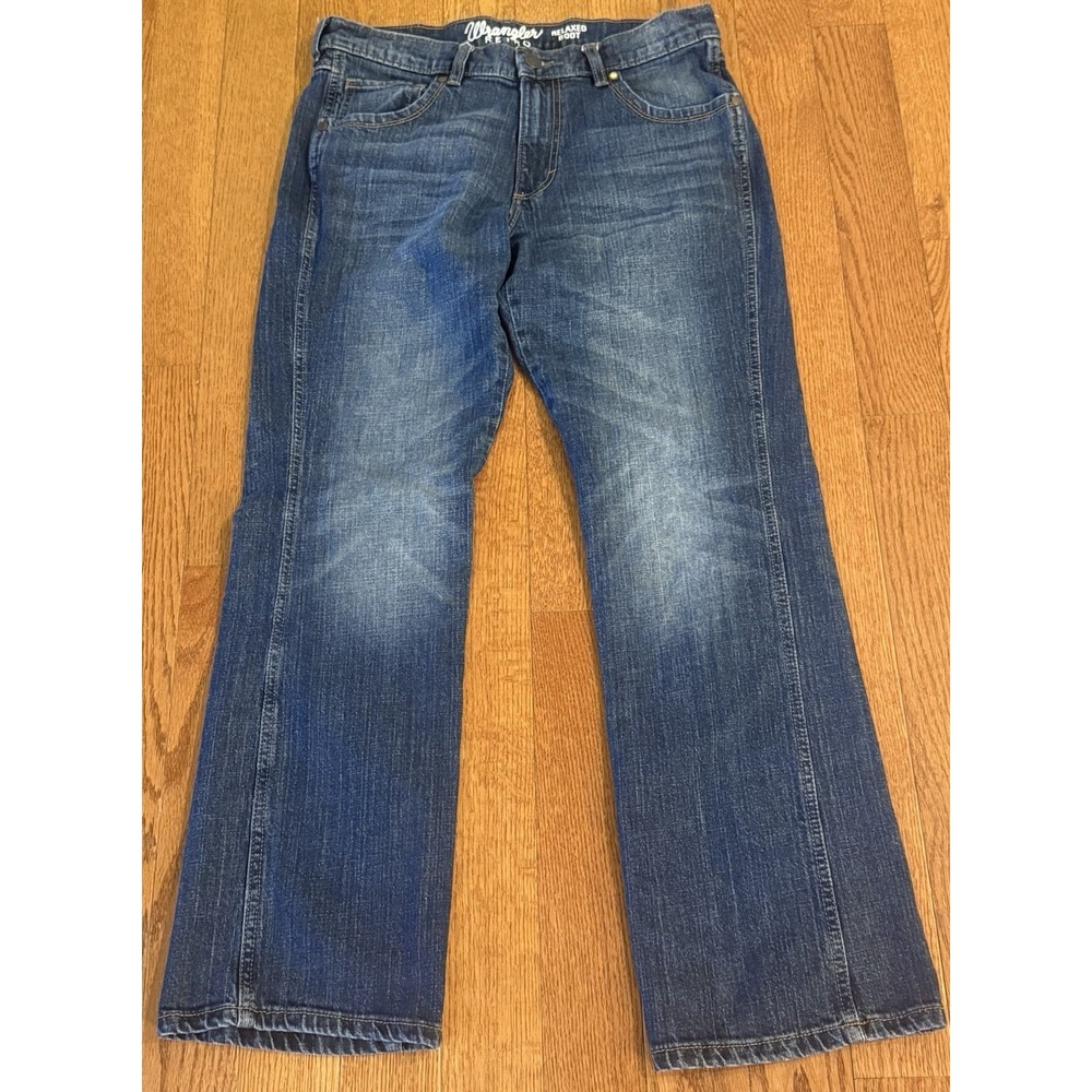 Wrangler Retro Jeans Mens 31 (measures 34)x32Blue Denim Relaxed Boot Western